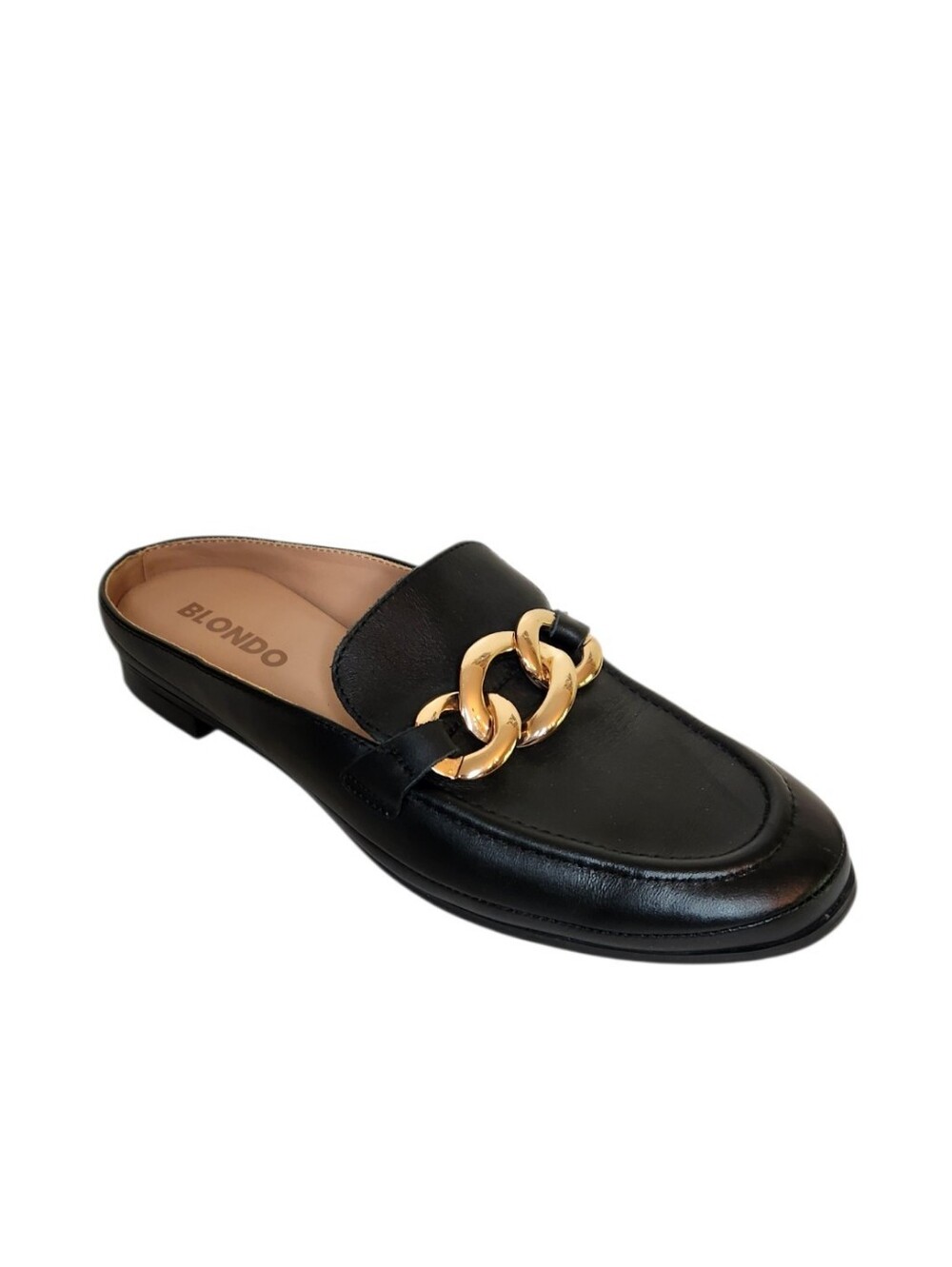 Blondo Bryce Water Resistan Black Leather Mule with Gold Detail Size 7M
